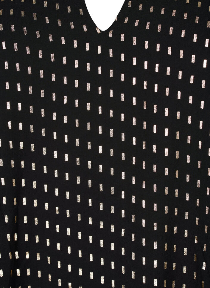 Long-sleeved dress with foil print, Black w. Gold, Packshot image number 2