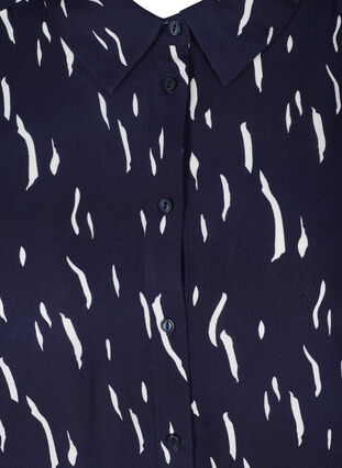 Printed viscose shirt with 3/4 length sleeves, Night Sky Rain, Packshot image number 2