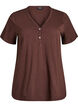 T-shirt with button detail, Brown, Packshot image number 0