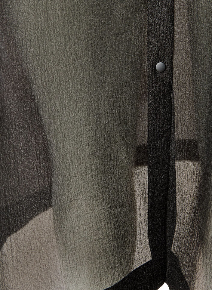 Organza dress with chest pockets and puff sleeves, Black, Packshot image number 3