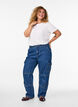 High-waisted cargo jeans, Blue, Model image number 0