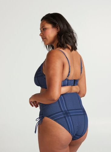 Printed bikini top, Indigo Scarf Print, Model image number 1