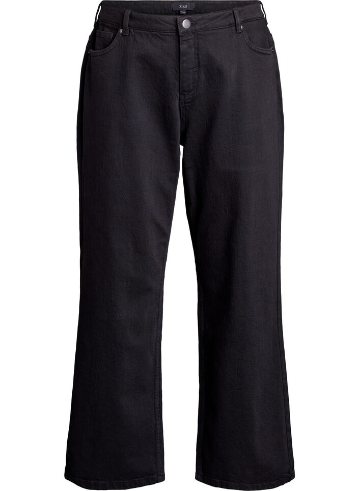Wide leg jeans with high waist, Black, Packshot image number 0