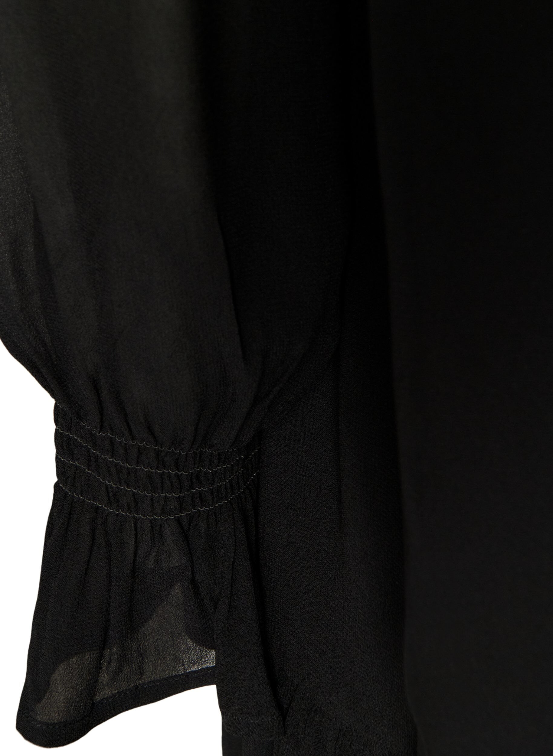ZizzifashionViscose dress with ruffles and sheer sleeves, Black, Packshot image number 3