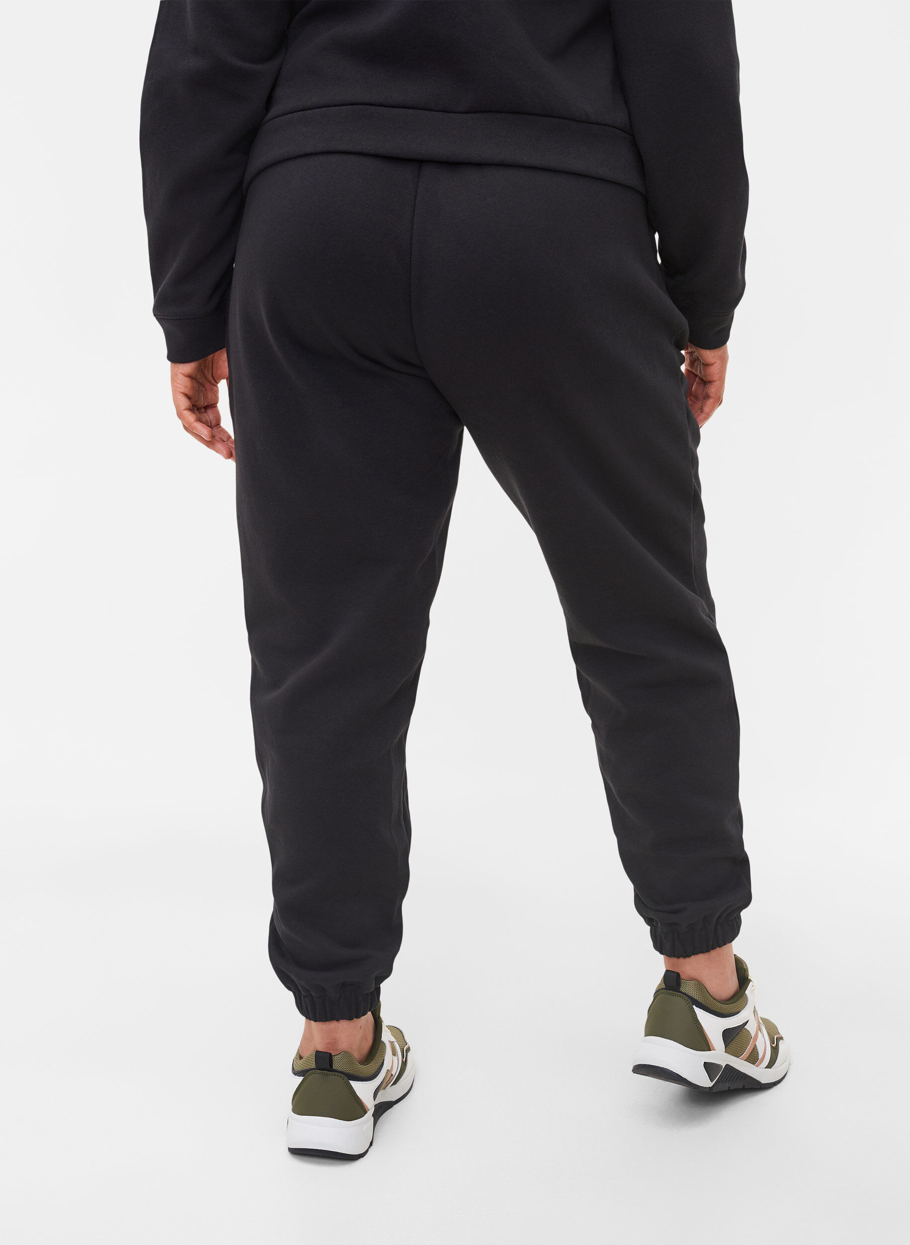 Zizzifashion Loose cotton trousers with pockets, Black, Model image number 1