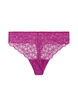 Floral lace thong with regular waist, Purple, Packshot image number 0