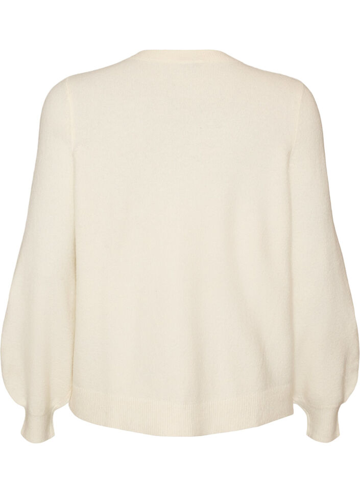 Cardigan in soft knit with gold-coloured buttons, Vanilla, Packshot image number 1