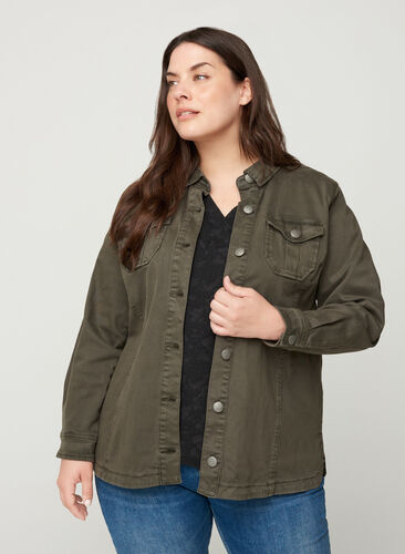Short cotton jacket, Army Green, Model image number 0