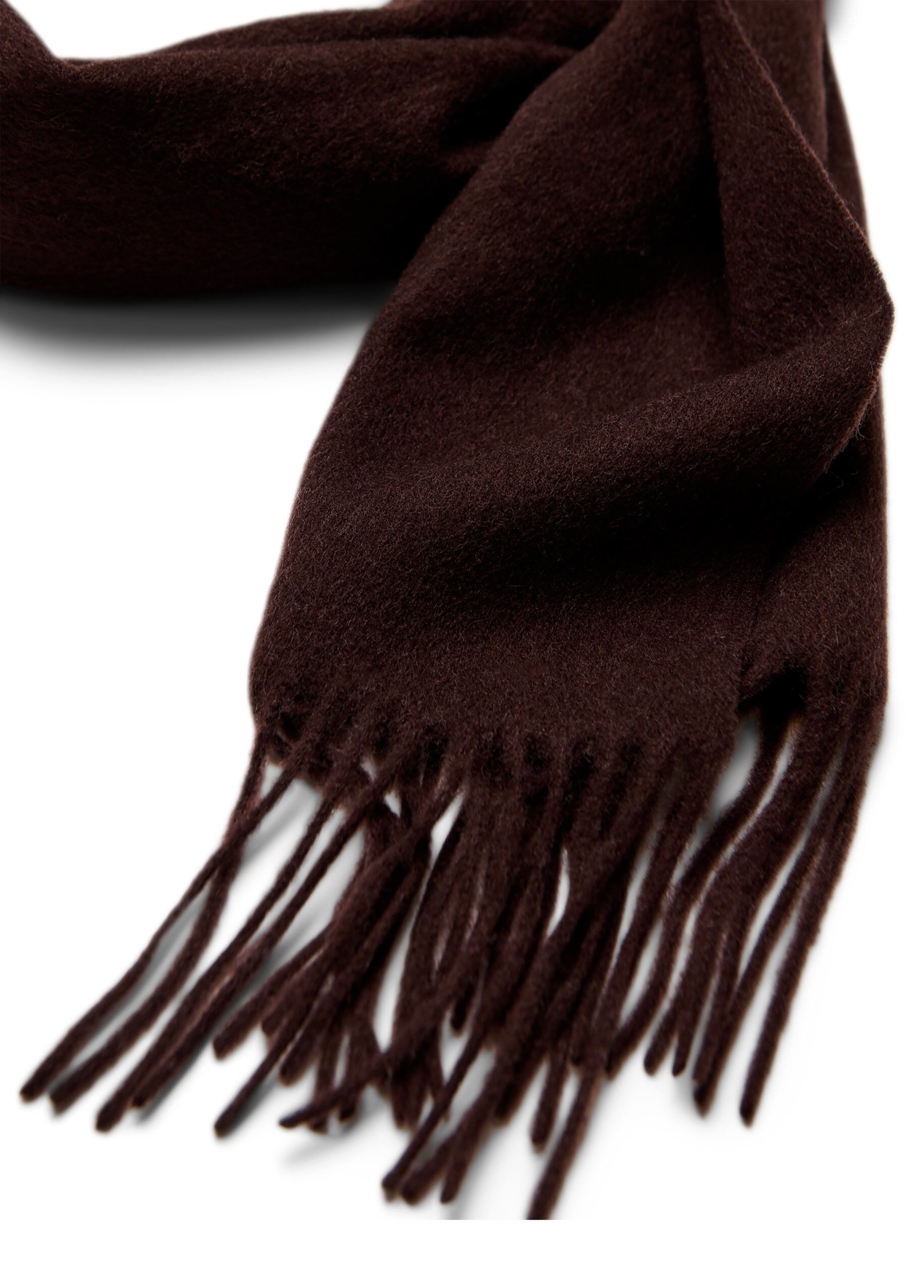 Zizzifashion Wool scarf with fringes, Brown, Packshot image number 1