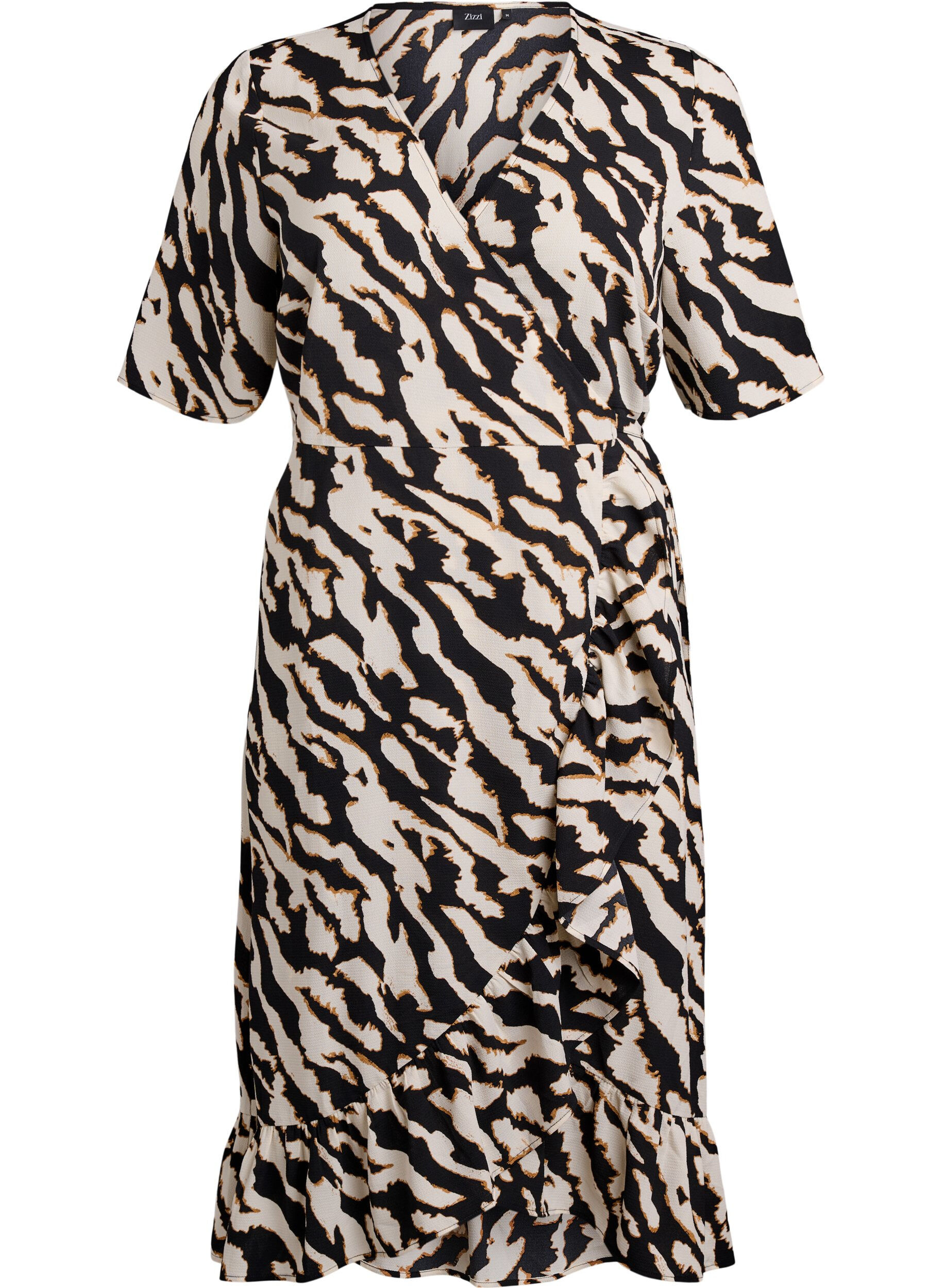 Printed wrap dress with short sleeves