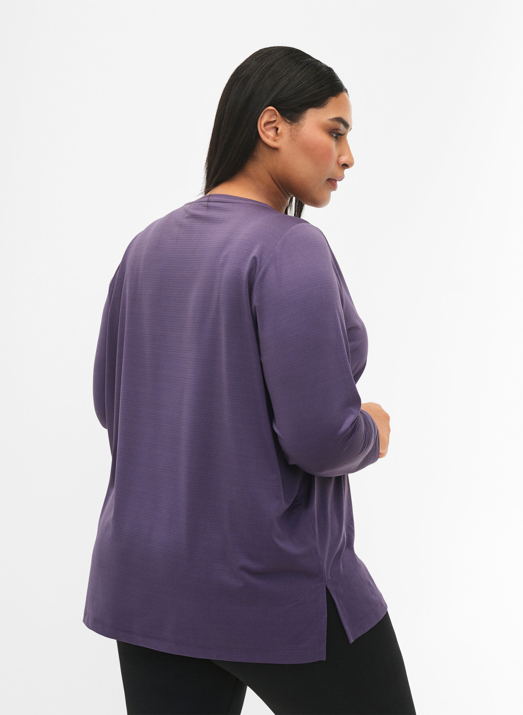 Zizzifashion Long-sleeved training blouse with structure, Purple Plumeria, Model image number 1