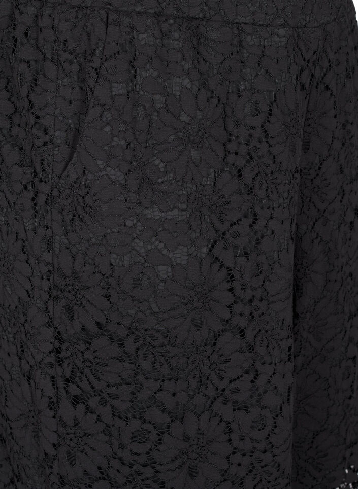 Lace trousers with a high waist and pockets, Black, Packshot image number 2