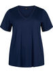 Short-sleeved basic t-shirt with v-neck, Blue, Packshot image number 0