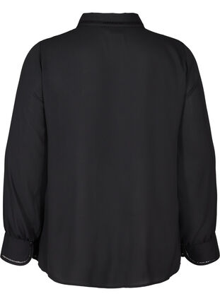 Long-sleeved shirt with feminine details, Black, Packshot image number 1