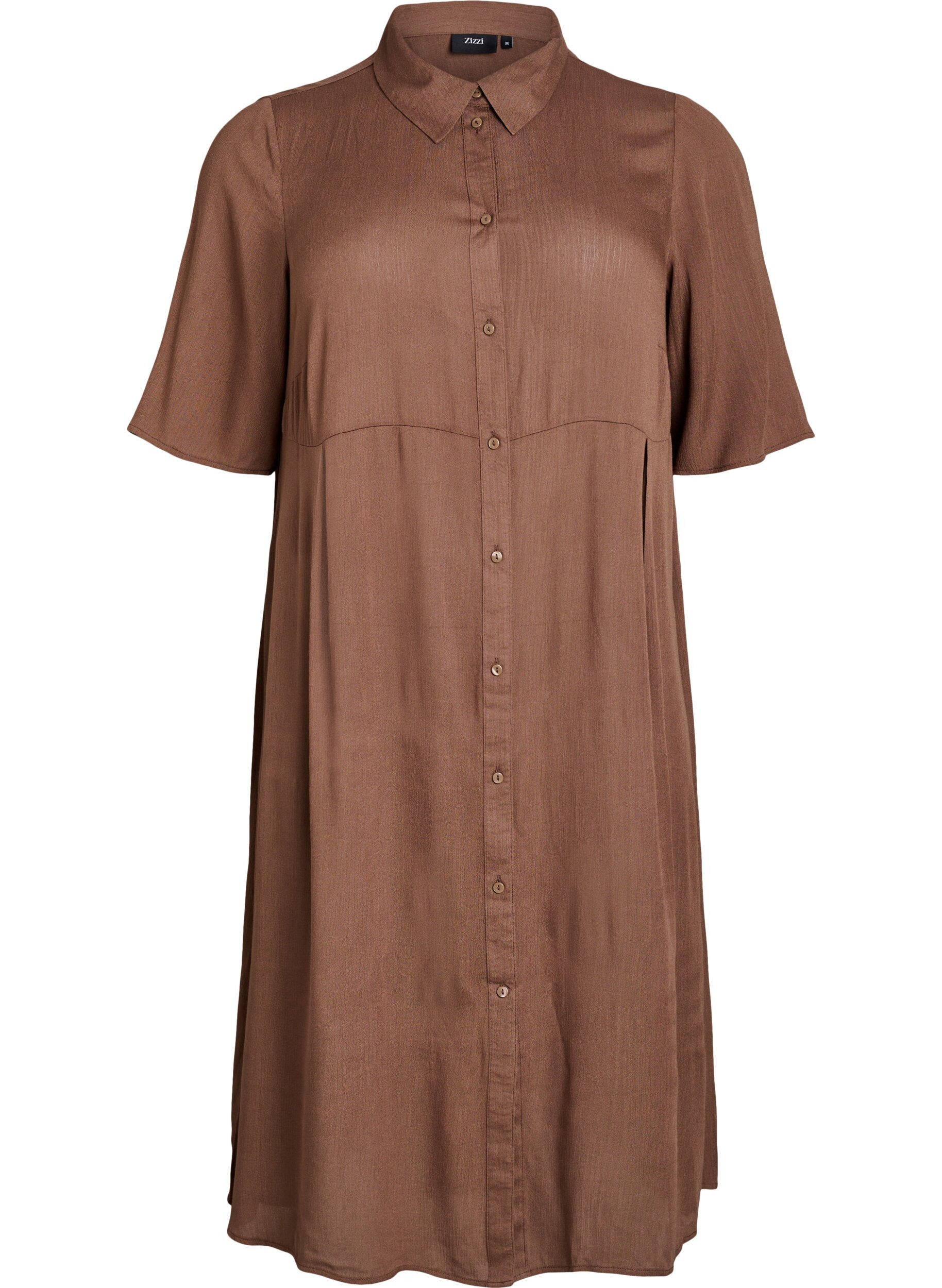 Zizzifashion Midi shirt dress with short sleeves, Green, Packshot image number 0