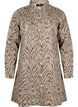 Long-sleeved denim dress with zebra print, Brown Zebra AOP, Packshot image number 0