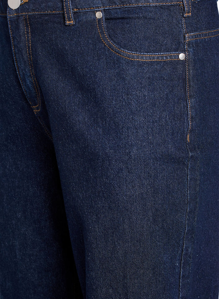 Straight fit jeans with wide legs and turn-ups, Blue, Packshot