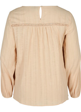 Cotton blouse with long sleeves and embroidery, Irish Cream, Packshot image number 1