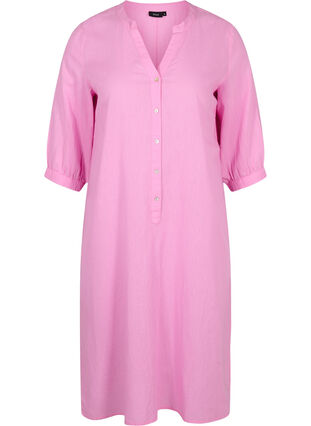 Long shirt dress with 3/4 sleeves, Begonia Pink, Packshot image number 0