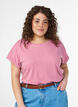 Short-sleeved cotton blend t-shirt, Rose, Model image number 0