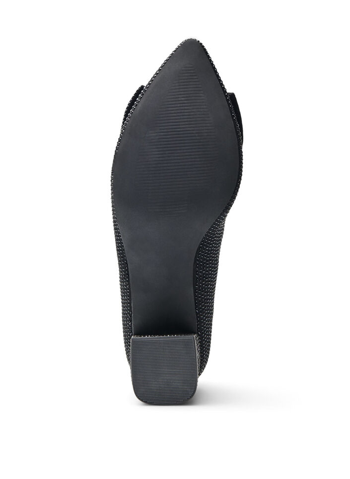Pumps with bow and rhinestones, Black, Packshot