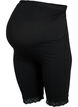 Pregnancy bike shorts with lace trim, Black, Packshot image number 0