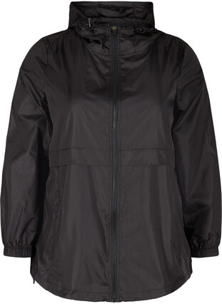 Sports jacket with zip and hood, Black, Packshot image number 0