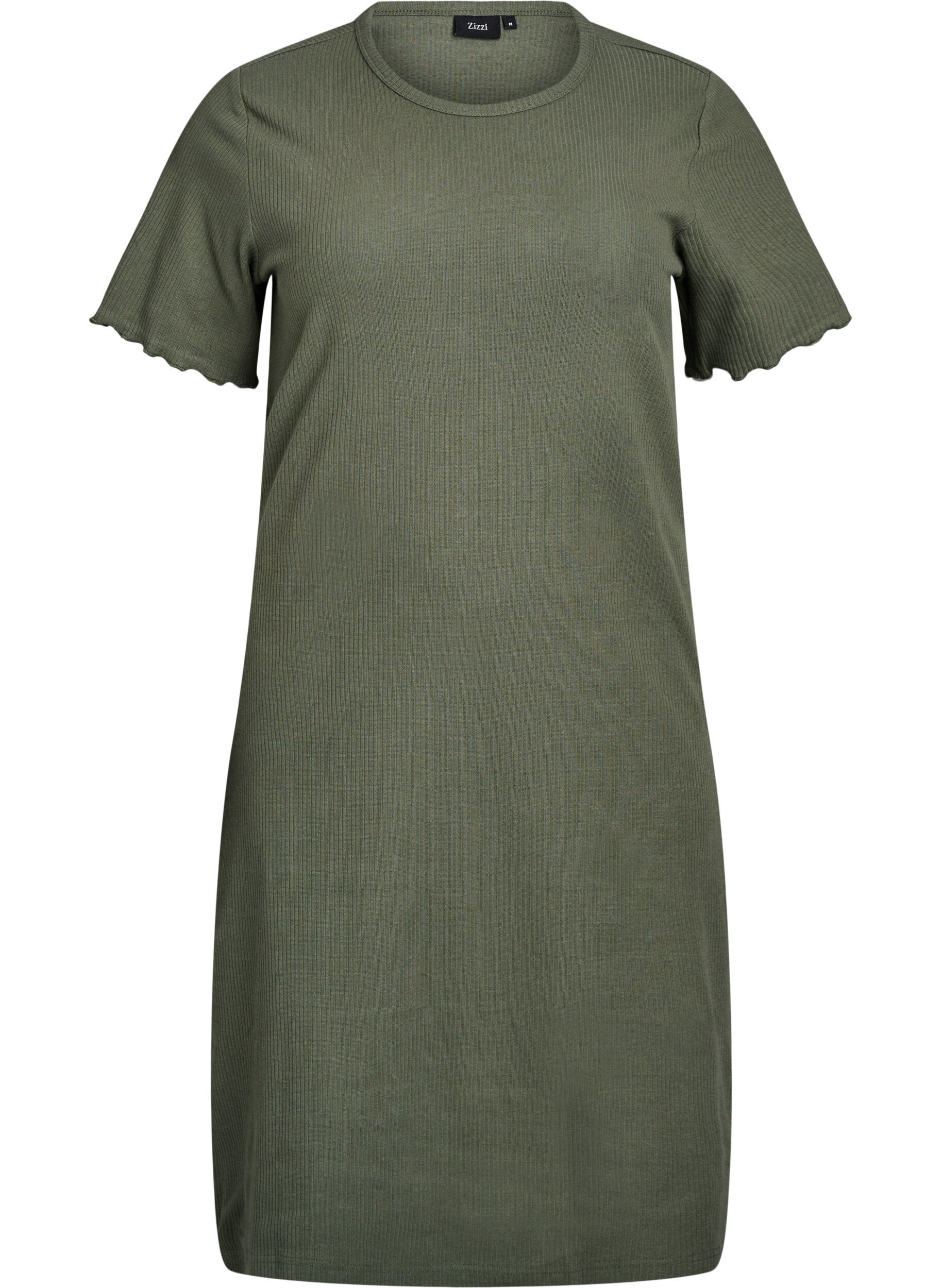Knee-length T-shirt dress in ribbed jersey