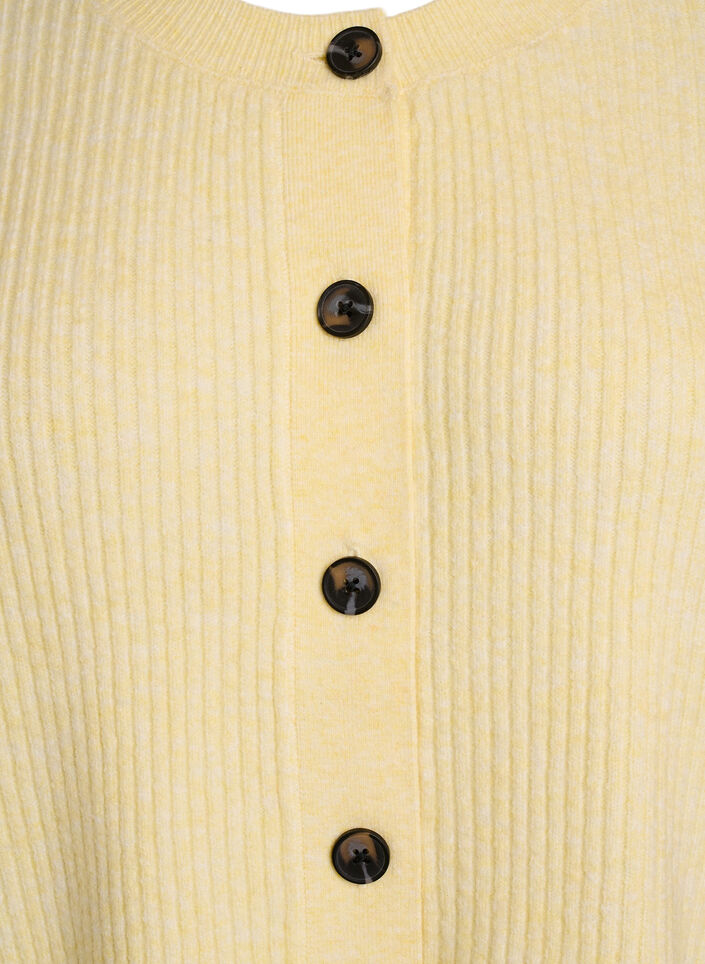 Rib knit cardigan with buttons, Yellow, Packshot image number 2