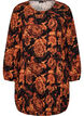 Short cotton dress with an elasticated hem and long sleeves, Black, Packshot image number 0