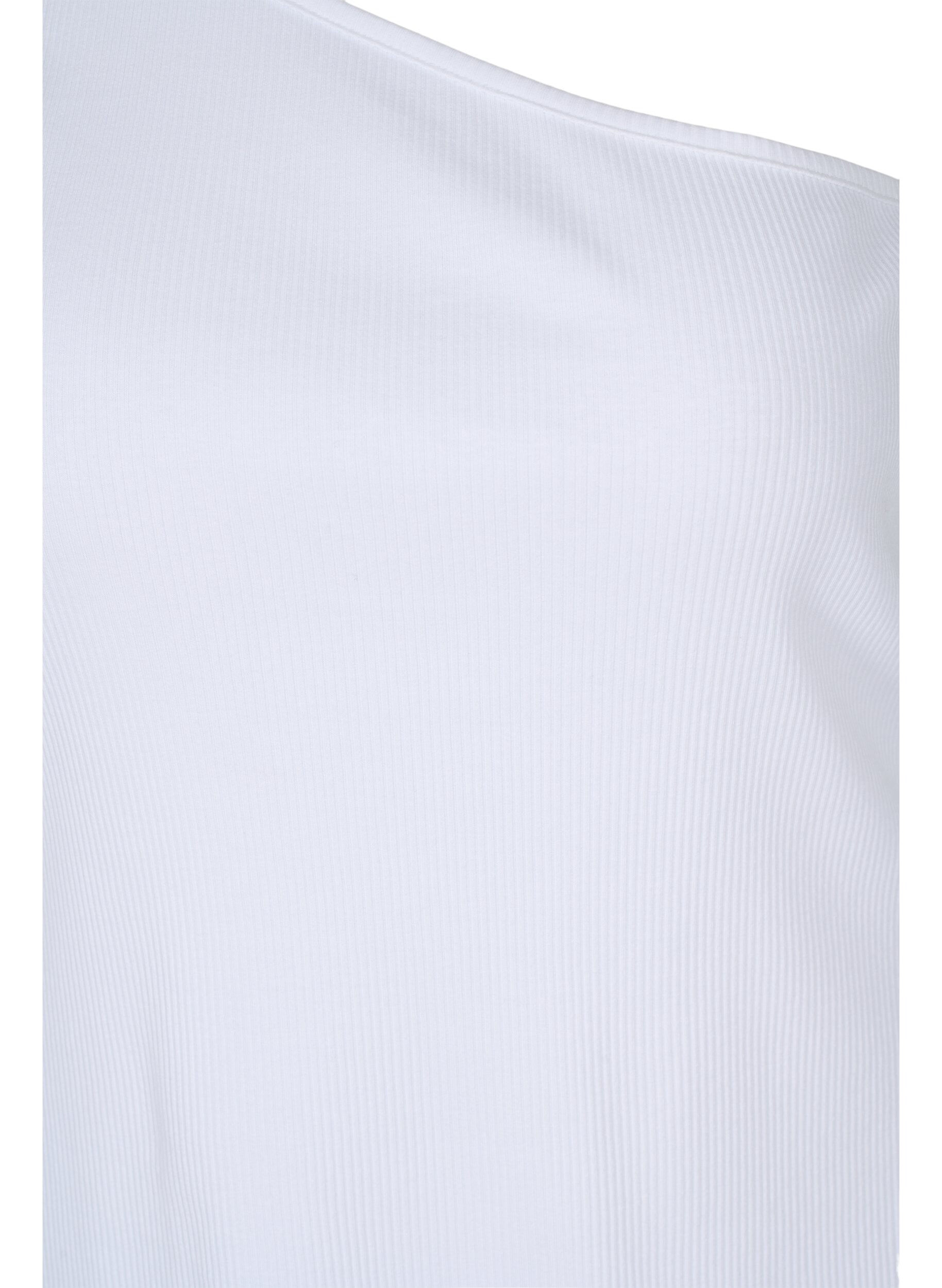 Zizzifashion One-shoulder top in cotton, Bright White, Packshot image number 2