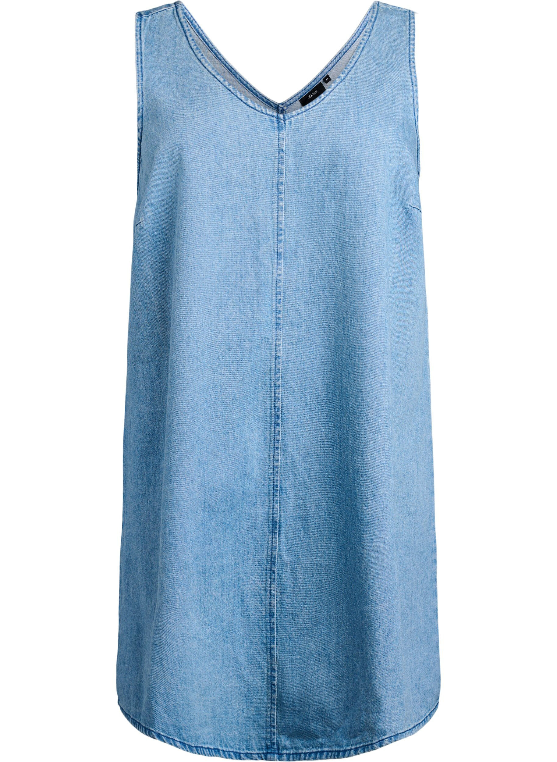 Zizzifashion Denim pinafore with V-neckline, Light Blue, Packshot image number 0