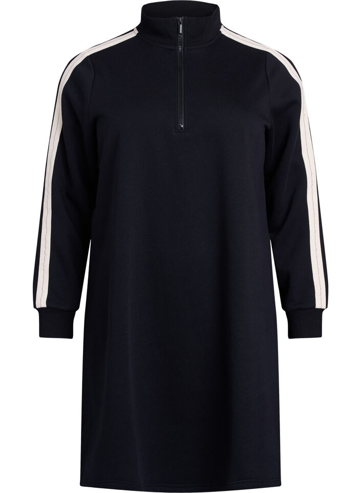 Short sweatshirt dress with a high neck, Black, Packshot image number 0