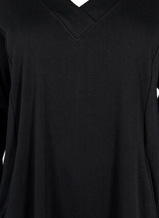Sweatshirt dress with v-neckline, Black, Packshot image number 2