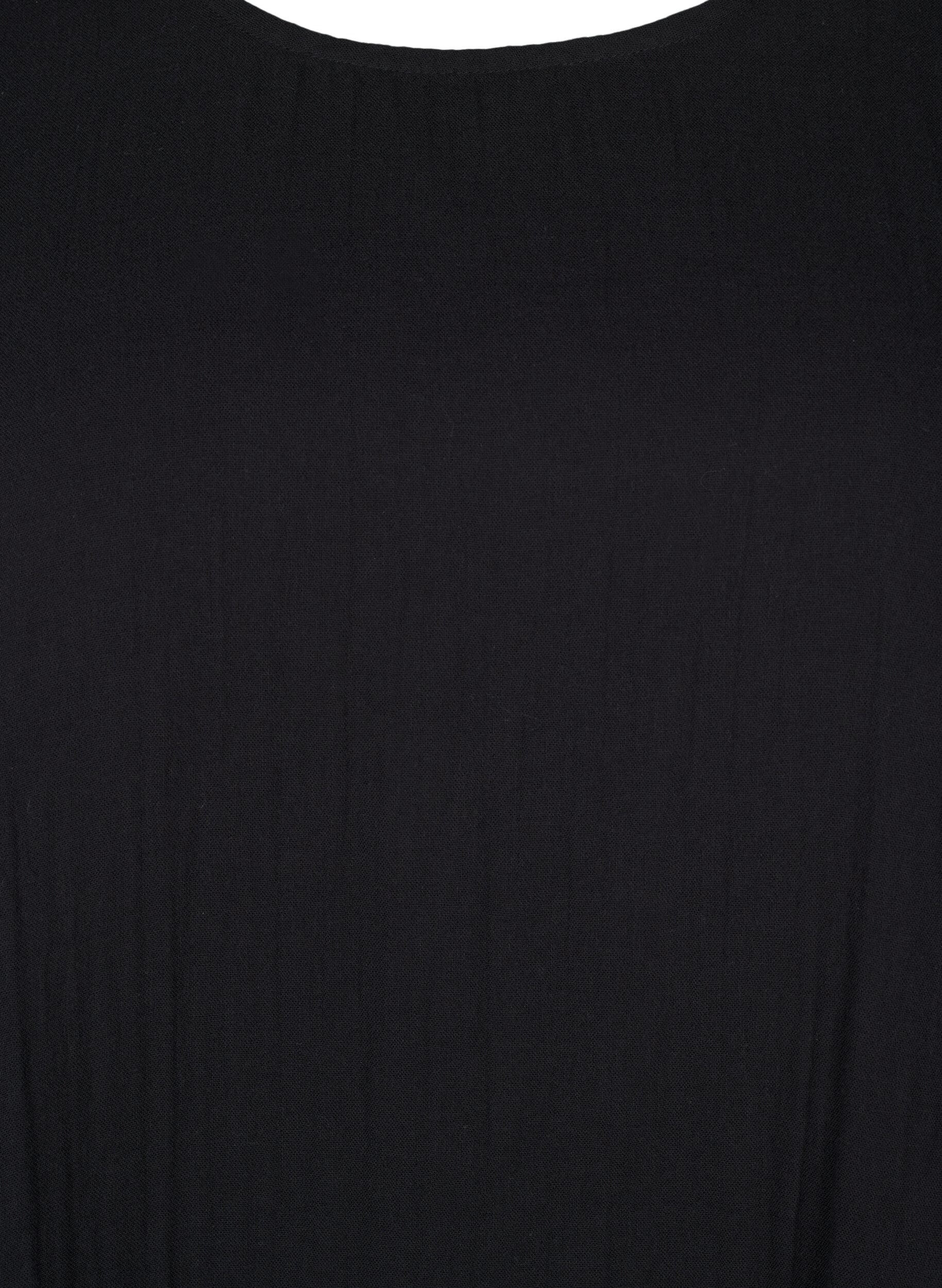 ZizzifashionCotton short-sleeved dress with a-line cut, Black, Packshot image number 2