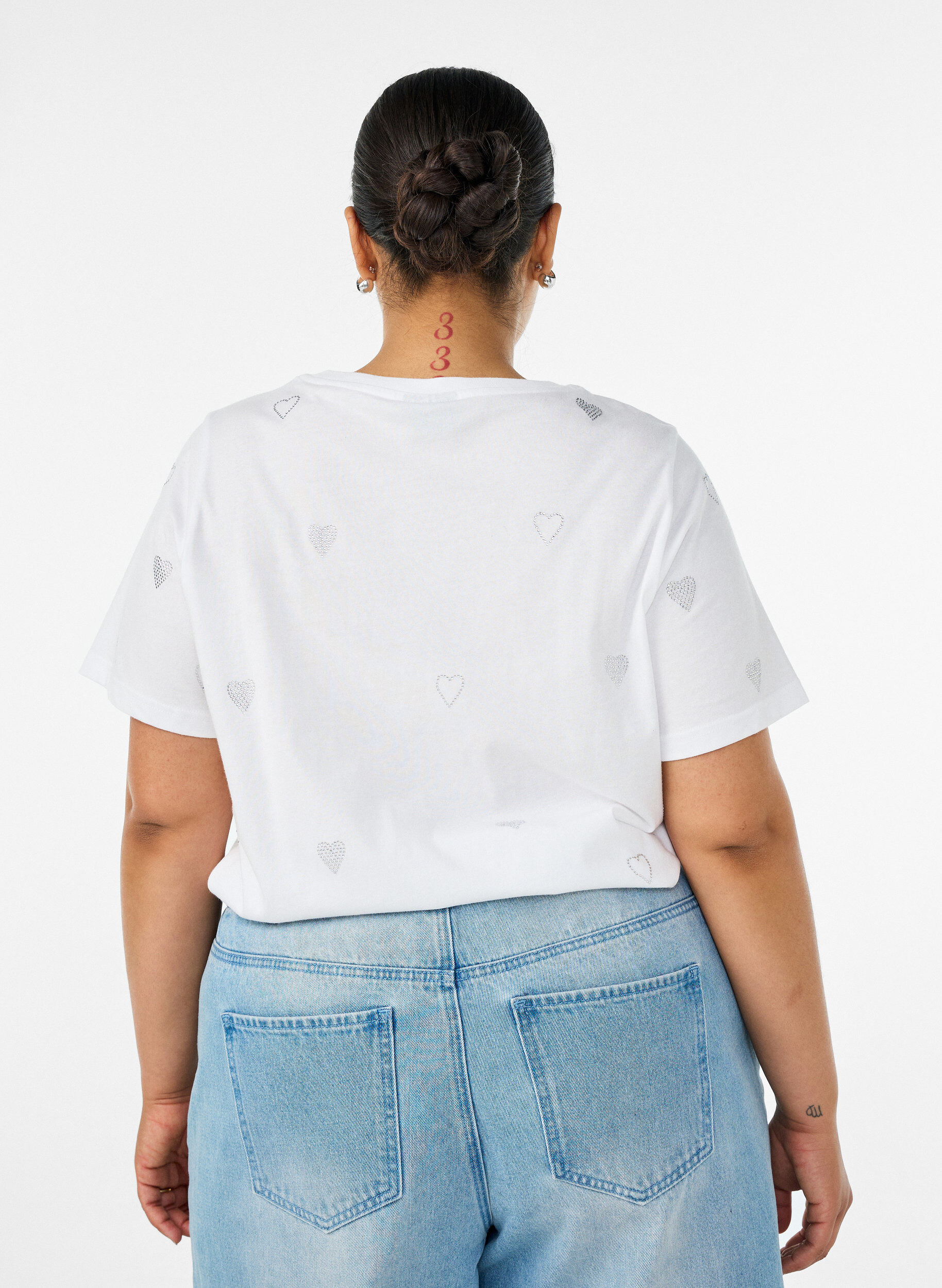 ZizzifashionOrganic cotton t-shirt with hearts, White, Model image number 2