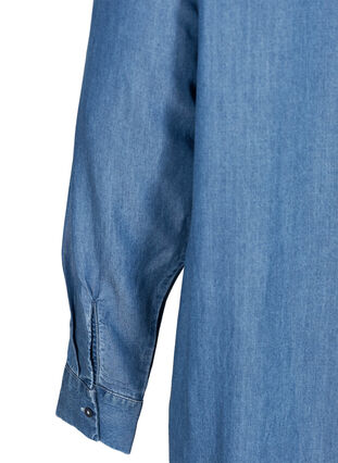 Long-sleeved lyocell tunic, Mid blue denim, Packshot image number 3