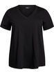 Basic cotton T-shirt with a V-neck, Black, Packshot image number 0
