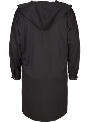 Hooded viscose tunic, Black, Packshot image number 1