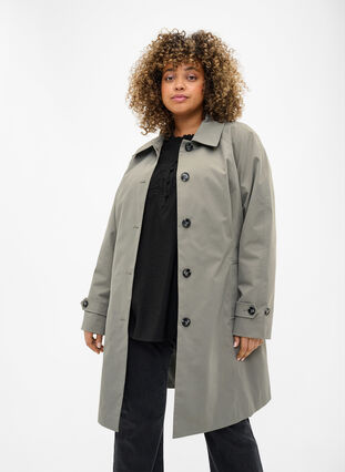 Trench coat with pockets and belt, Sea Spray, Model image number 2