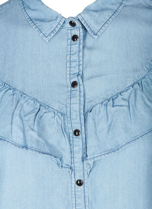 Lyocell denim shirt with ruffles, Light blue denim ASS, Packshot image number 2