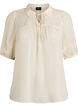 Blouse in seersucker with tie-string, Beige, Packshot image number 0