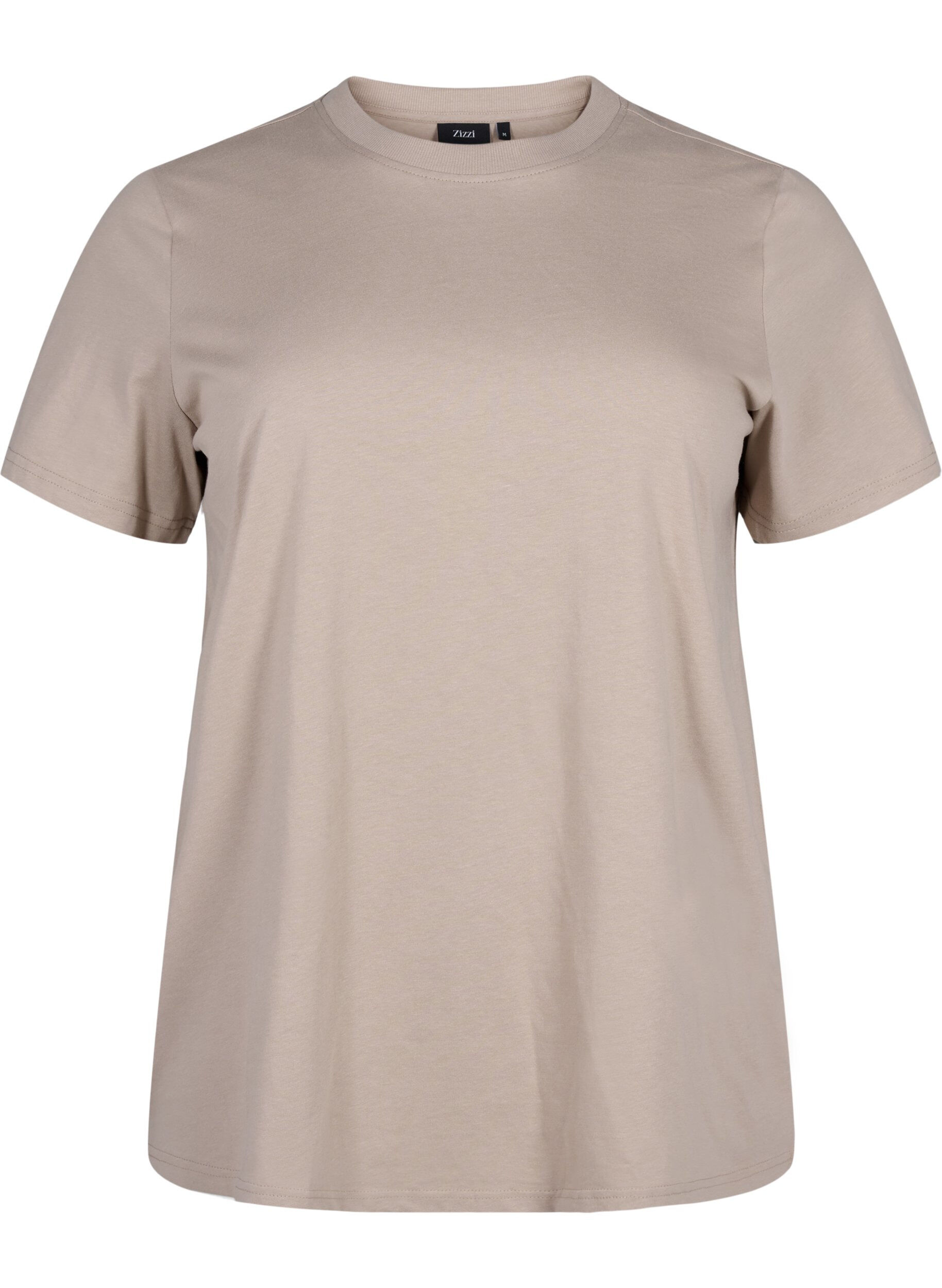 Zizzifashion Basic cotton T-shirt with round neck, Beige, Packshot image number 0