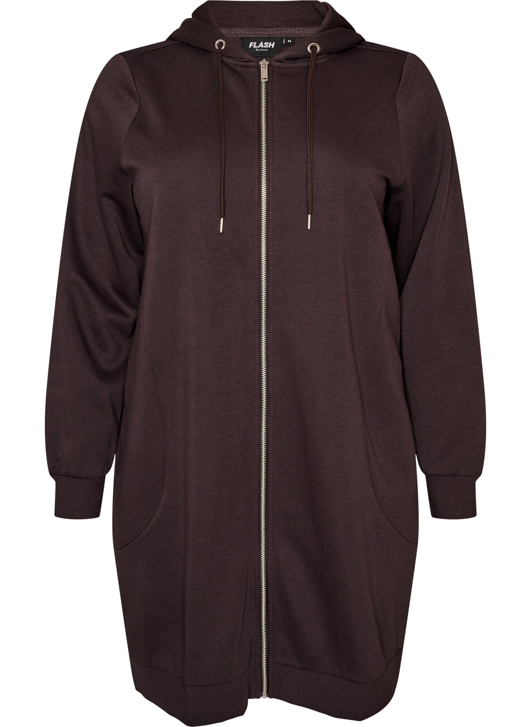 FLASH - Long hoodie with zip and pockets
