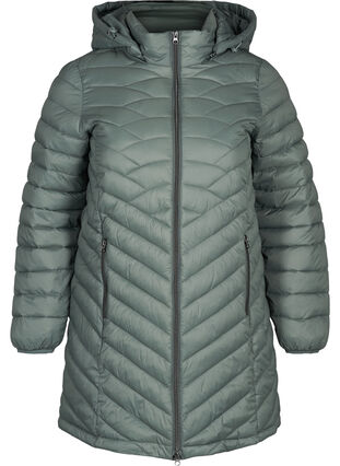 Long, quilted, lightweight jacket, Balsam Green, Packshot image number 0