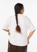 Cotton t-shirt with lace detail on the front, White, Model image number 2