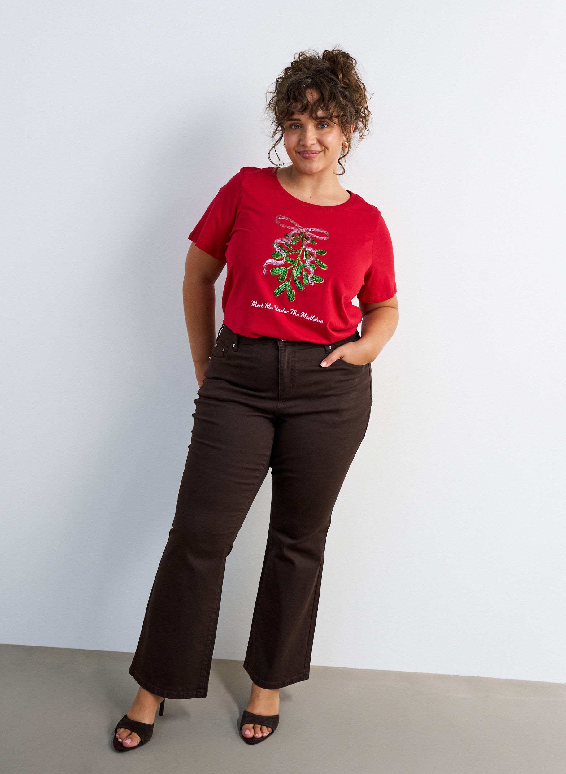 ZizzifashionChristmas t-shirt in organic cotton, Red, Model image number 1