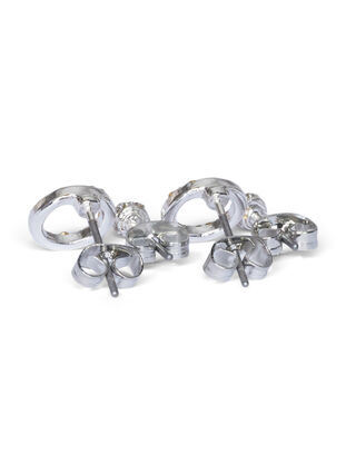 2-pack silver-toned earrings with stones, Silver, Packshot image number 2