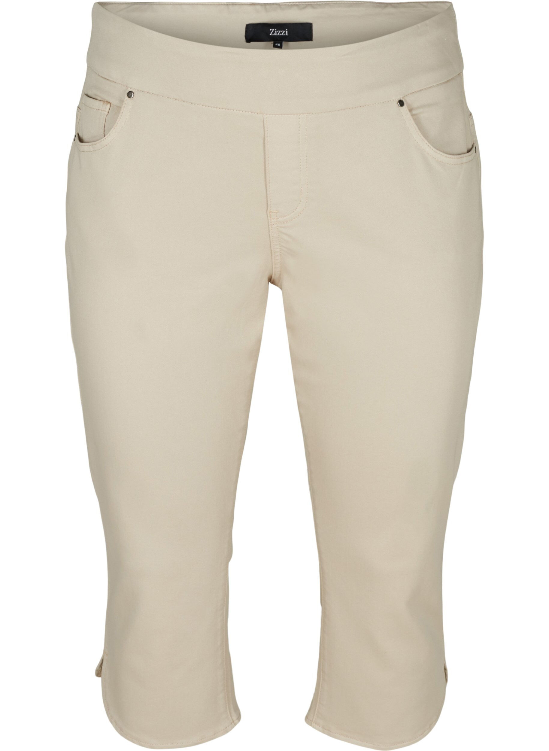 Zizzifashion Close fitting cotton blend capris, Rainy Day, Packshot image number 0