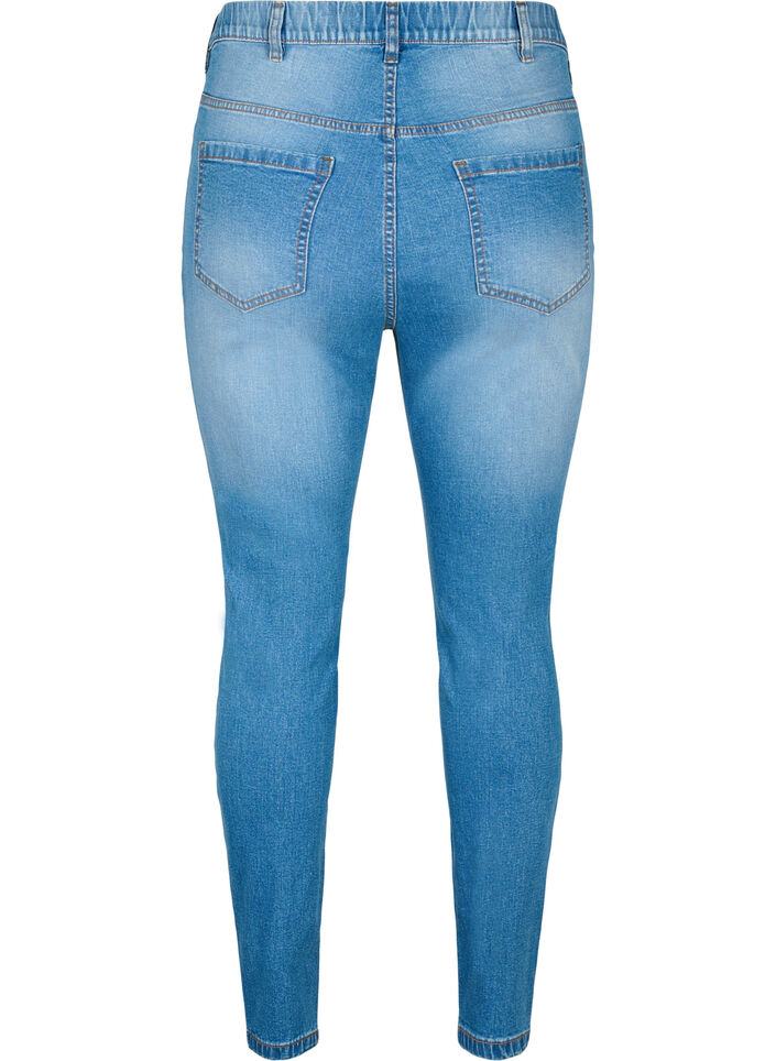 Jeggings with back pockets, Blue denim, Packshot image number 1
